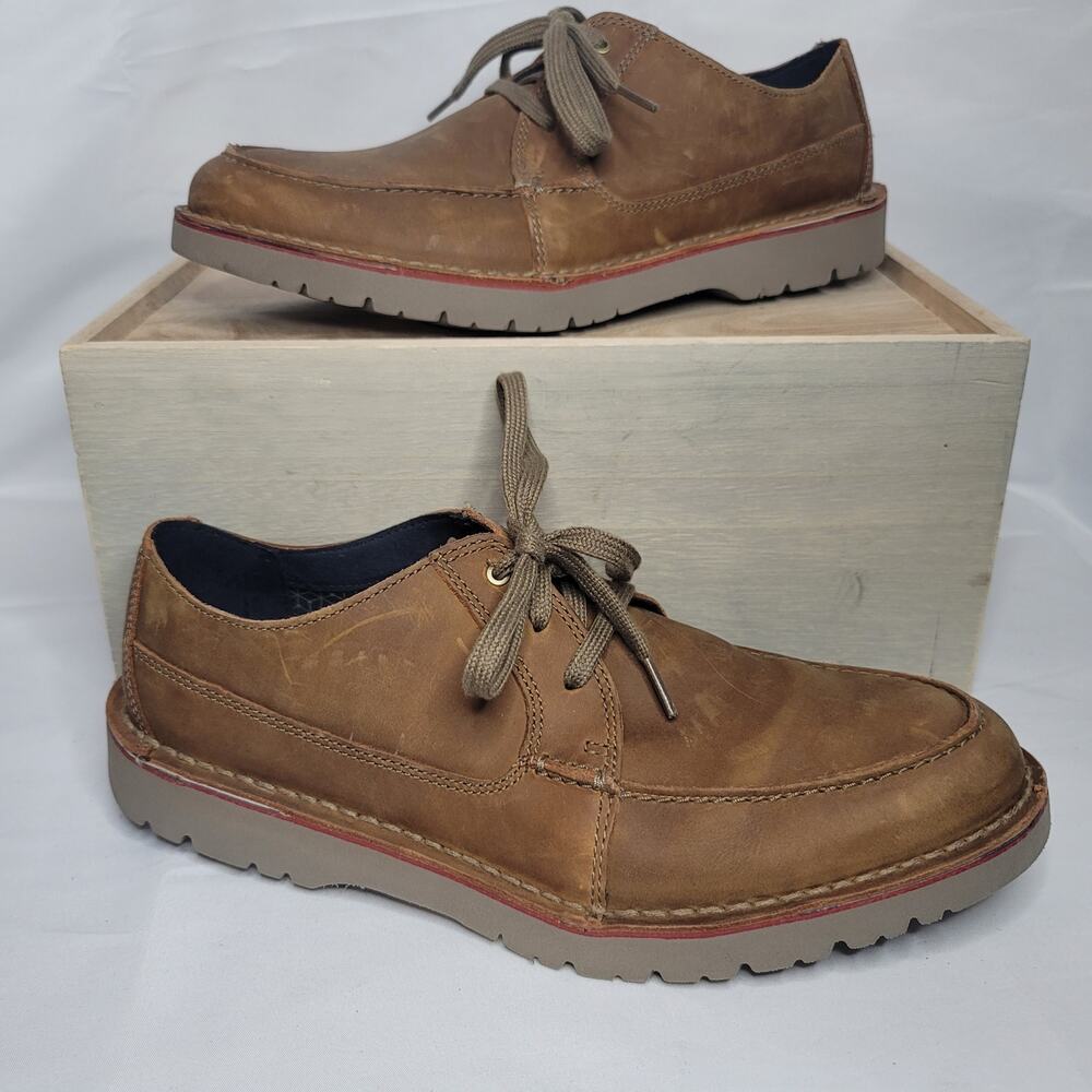 Clarks- Men's Vargo Vibe Brown Leather Shoes- size 10